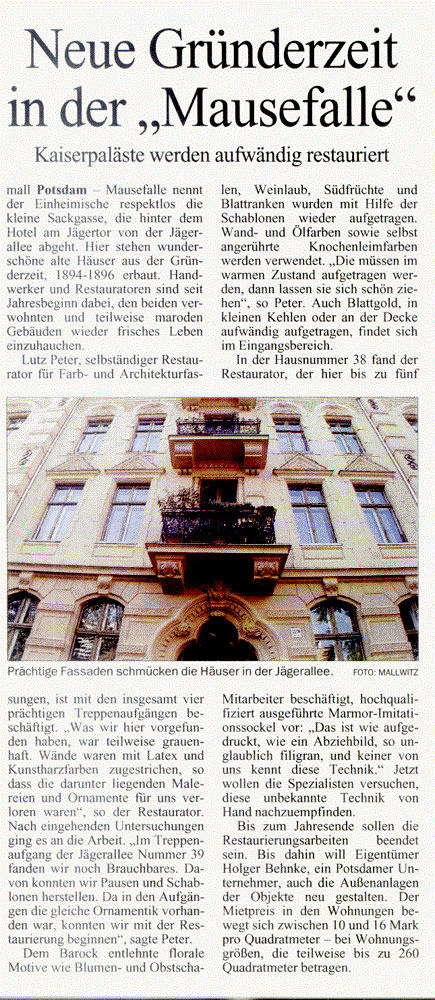18. Sept. 2001: Neue Gründerzeit in der "Mausefalle"