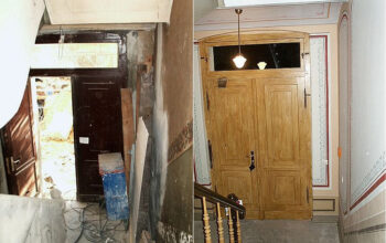 Vor und nach der Restaurierung des Treppenhauses